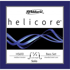 HS610-3/4M Helicore Solo Комплект струн для контрабаса размером 3/4, среднее натяжение, D'Addario
