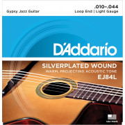EJ84L Gypsy Jazz Комплект струн для акустической гитары, петли на концах, Light, 10-44, D'Addario