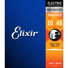 12450 NANOWEB Комплект струн для 12-струнной электрогитары, Light, 10-46, Elixir