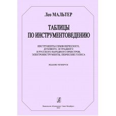 Мальтер Л. Таблицы по инструментоведению, издательство 