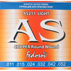 AS211 Copper Round Wound Комплект струн для акустической гитары, медь, 11-52, Fedosov