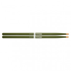 TX5BW-GREEN 5B Барабанные палочки, зеленые, орех гикори, деревянный наконечник, ProMark