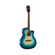 GA-QF-CBB Grand Regal Series Электро-акустическая гитара, с вырезом, прозрачный синий, Cort