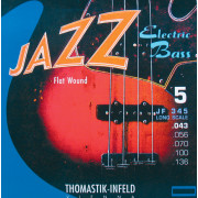 JF345 Jazz Flat Wound Комплект струн для 5-струнной бас-гитары, никель, пл.оплетка,43-136, Thomastik