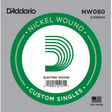 NW080 Nickel Wound Отдельная струна для электрогитары, никелированная, .080, D'Addario