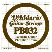 PB032 Phosphor Bronze Отдельная струна для акустической гитары, фосфорная бронза, .032, D'Addario