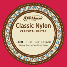 J2701 Classical Отдельная 1-ая струна для классической гитары, нейлон, норм. натяжение, D'Addario