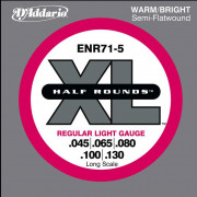 ENR71-5 Half Rounds Комплект струн для 5-струнной бас-гитары, Regular Light, 45-130, D'Addario