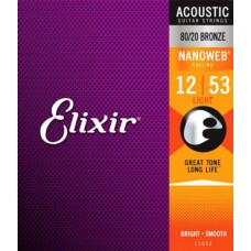 Струны Elixir NanoWeb 80/20 Bronze Acoustic 12-53 (11052)