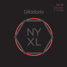 NYXL1074 NYXL Комплект струн для 8-струнной электрогитары, LTop/HBottom, 10-74, D'Addario