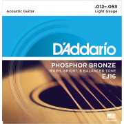 EJ16 PHOSPHOR BRONZE Струны для акустической гитары фосфорная бронза Light 12-53 D`Addario