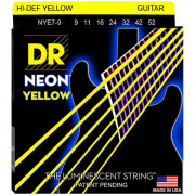 NYE7-9 Neon Yellow Комплект струн для 7-струнной электрогитары, никелированные,с покрытием, 9-52, DR