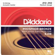 EJ39 Phosphor Bronze Комплект струн для акустической 12-струнной гитары, Medium, 12-52, D'Addario