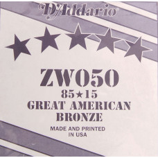 ZW050 Отдельная струна для акустической гитары, бронза 85/15, 050, D'Addario