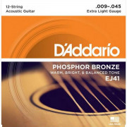 Струны D'Addario Phosphor Bronze 12-String Acoustic 9-45 (EJ41)