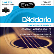 EXP16-CT15 Тюнер в резонаторное отверстие + Комплект струн для акустической гитары,12-53, D'Addario