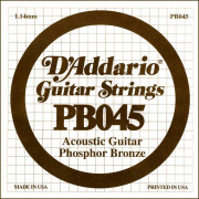 PB045 Phosphor Bronze Отдельная струна для акустической гитары, фосфорная бронза, .045, D'Addario
