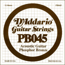 PB045 Phosphor Bronze Отдельная струна для акустической гитары, фосфорная бронза, .045, D'Addario