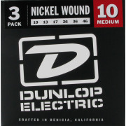 3PDEN1046 Струны для электрогитары, 3 комплекта, никелированные, Medium, 10-46, Dunlop