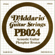 PB024 Phosphor Bronze Отдельная струна для акустической гитары, фосфорная бронза, .024, D'Addario