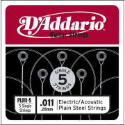 PL011-5 Plain Steel Отдельная стальная струна без обмотки 011, 5шт, D`Addario