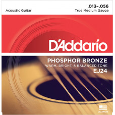EJ24 Phosphor Bronze Комплект струн для акустической гитары, ф/бронза, True Medium, 13-56, D'Addario