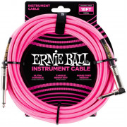 Кабель инструментальный Ernie Ball, с угловым коннектором, Jack 6.3, розовый, 5,49м (6083) 