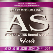 AS312 Silverplated Round Wound Комплект струн для акустической гитары, п/медь, 12-54 Fedosov