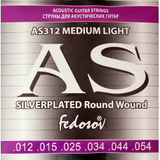 AS312 Silverplated Round Wound Комплект струн для акустической гитары, п/медь, 12-54 Fedosov