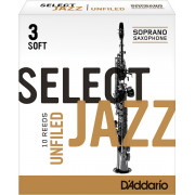RRS10SSX3S Select Jazz Unfiled Трости для саксофона сопрано, размер 3 мягкие (Soft), 10шт, Rico