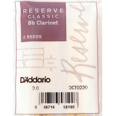 DCT0220 Reserve Classic Трости для кларнета Bb, размер 2.0, 2шт., Rico