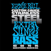 P02845 Stainless Steel Extra Slinky Комплект струн для бас-гитары, 40-95, сталь, Ernie Ball