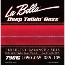 750G Комплект струн для бас-гитары, белый нейлон, 50-105, La Bella