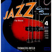 JF344 Jazz Flat Wound Комплект струн для бас-гитары, никель, плоская оплетка, 43-100, Thomastik