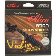 A707 Комплект струн для скрипки размером 4/4, среднее натяжение, металл, Alice