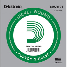 NW021 Nickel Wound Отдельная струна для электрогитары, .021, D'Addario