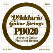 PB020 Phosphor Bronze Отдельная струна для акустической гитары, фосфорная бронза, .020, D'Addario