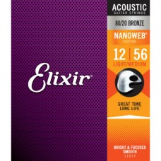 Струны Elixir NanoWeb 80/20 Bronze Acoustic 12-56 (11077)