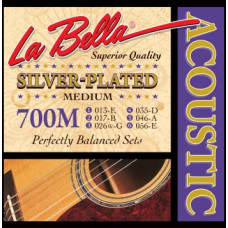 700M Silver-Plated Комплект струн для акустической гитары, посеребренные, Medium, 13-56, La Bella
