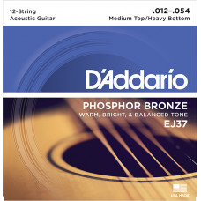 EJ37 Phosphor Bronze Комплект струн для 12-струнной гитары, ф/бр, M.Top/H.Bottom, 12-54, D'Addario