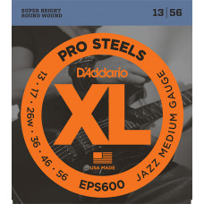 EPS600 XL PRO STEEL Струны для электрогитары Jazz Medium 13-56 D`Addario