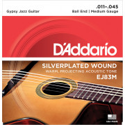 EJ83M Gypsy Jazz Комплект струн для акустической гитары, шарики на концах, Medium, 11-35, D'Addario