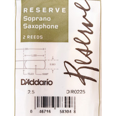 DIR0225 Reserve Трости для саксофона сопрано, размер 2.5, 2шт, Rico