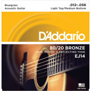 EJ14 Bronze 80/20 Струны для акустической гитары, 12-56, Light Top/Medium Bottom/Bluegrass D'Addario
