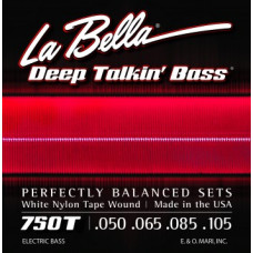 750T-B Комплект струн для 5-струнной бас-гитары с белым нейлоном 050-135 La Bella