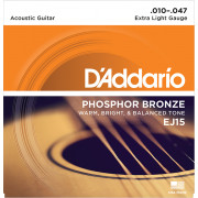 EJ15 PHOSPHOR BRONZE Струны для акустической гитары фосфорная бронза Extra Light 10-47 D`Addario