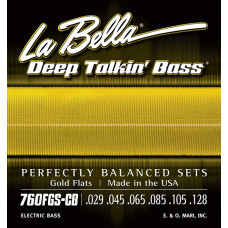 760FGS-CB Gold Flats Комплект струн для 6-струнной бас-гитары, 29-128, сплав бронзы, La Bella