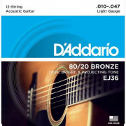 Струны D'Addario 80/20 Bronze 12-String Acoustic 10-47 (EJ36)