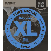EPN21 XL Pure Nickel Комплект струн для электрогитары, никель, Jazz Light, 12-51, D'Addario