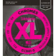 ECB81-5 Chromes Комплект струн для 5-струнной бас-гитары, Light, 45-132, Long Scale, D'Addario